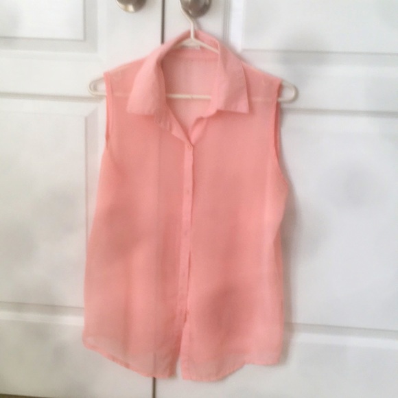 Katie K Tops - Sexy Sheer Pink Button Front Top - Excellent Condition!